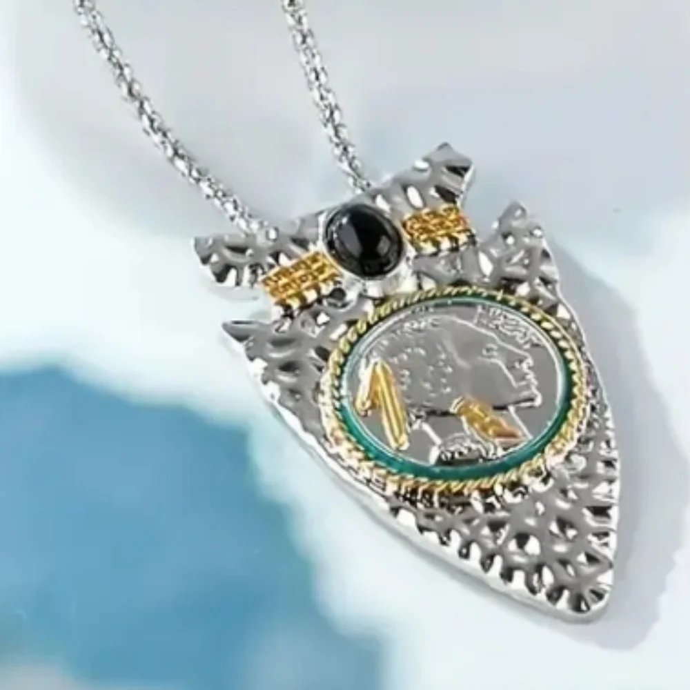 Two Tone Arrowhead Pendant Necklace